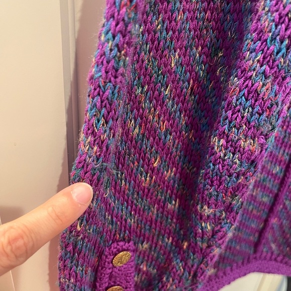 Vintage Peruvian Connection Purple Knit Sweater/Cardigan - Picture 8 of 9